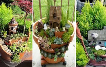 Fairy Gardens with Succulents from Broken Pots Fairy Gardens with Succulents